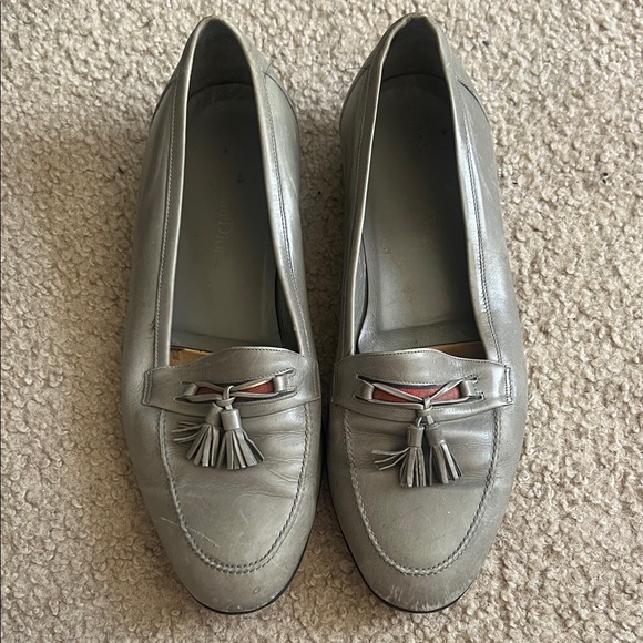 Vintage Christian Dior Tassel Loafers Men’s Size 9 Taupe Leather Made in Italy - Picture 2 of 11